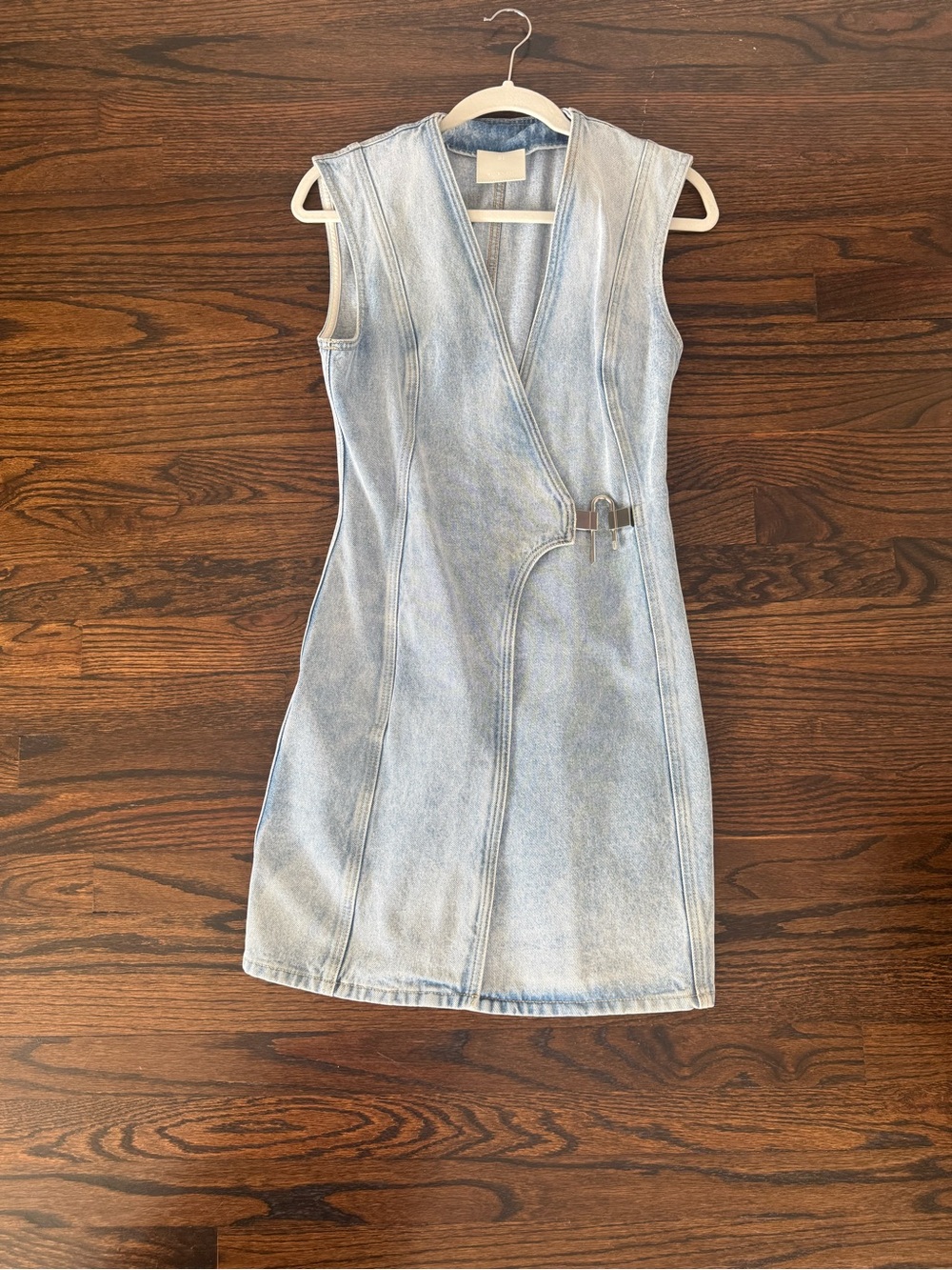 Givenchy Light Blue Washed Denim Wrap-Style Dress - Picture 7 of 9